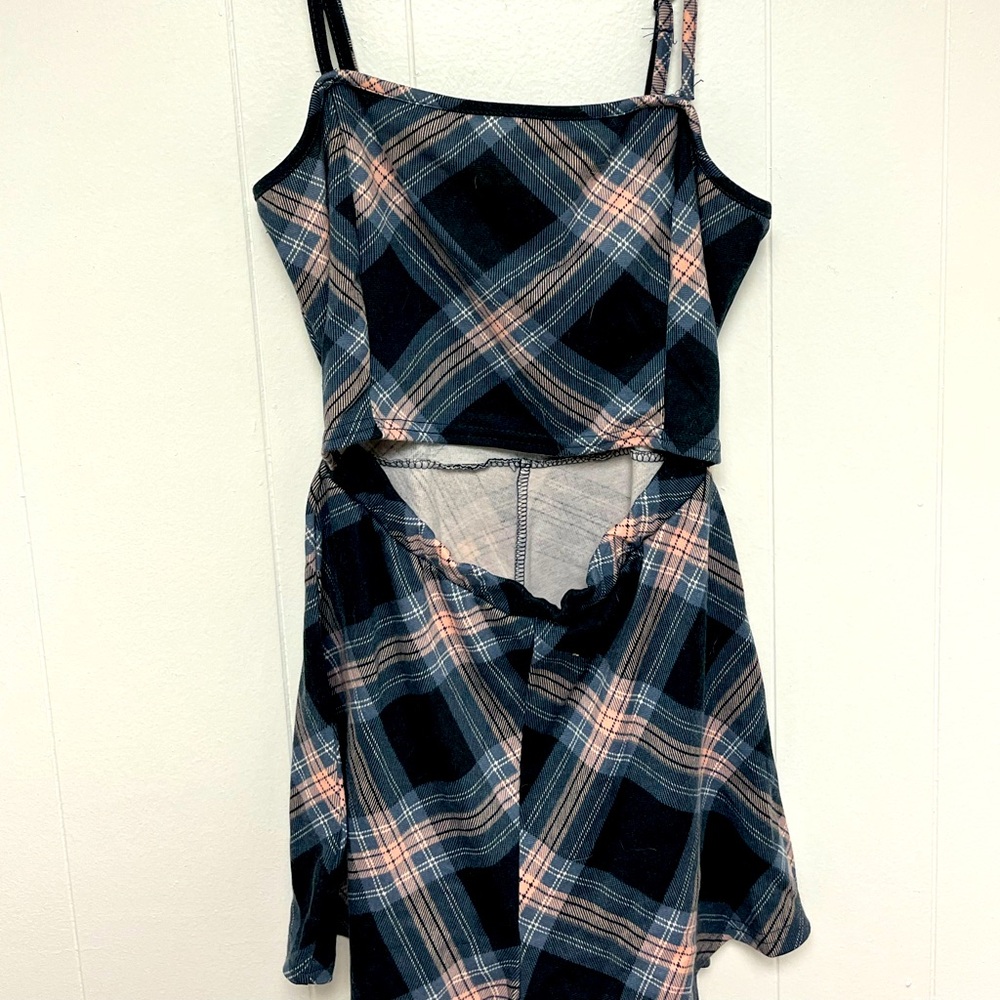 Rue21 Romper in Plaid-Printed Navy and Pink • New with Tags